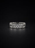 Hexagonal Duo stackable silver-tone rings with crystal accents